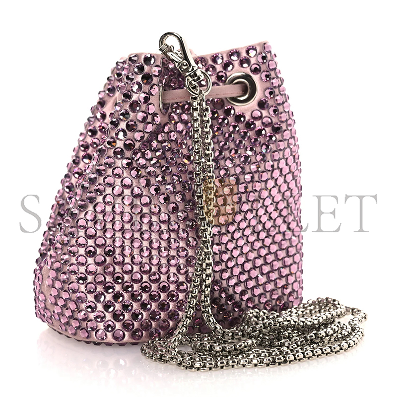 PRADA SATIN CRYSTAL DRAWSTRING MINI POUCH 1NP016 (9*9*6cm)